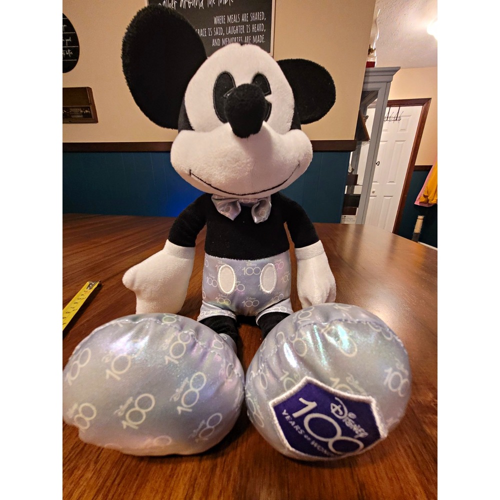 Disney 100 Years of Wonder Mickey Mouse Platinum Plush 14" Stuffed Animal 2023